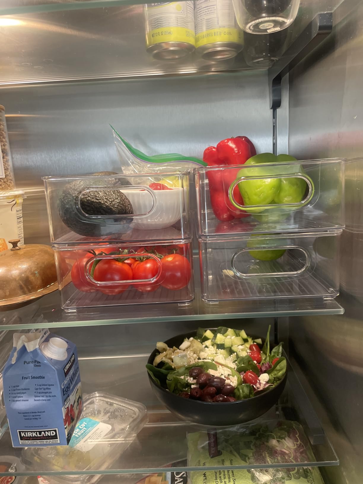 Stackable Refrigerator Organizer Bins, 6 Pack Clear Kitchen Organizer Container Bins with Handles and 20 PCS Plastic Bags for Pantry, Cabinets, Shelves, Drawer, Freezer - Food Safe, BPA Free 10