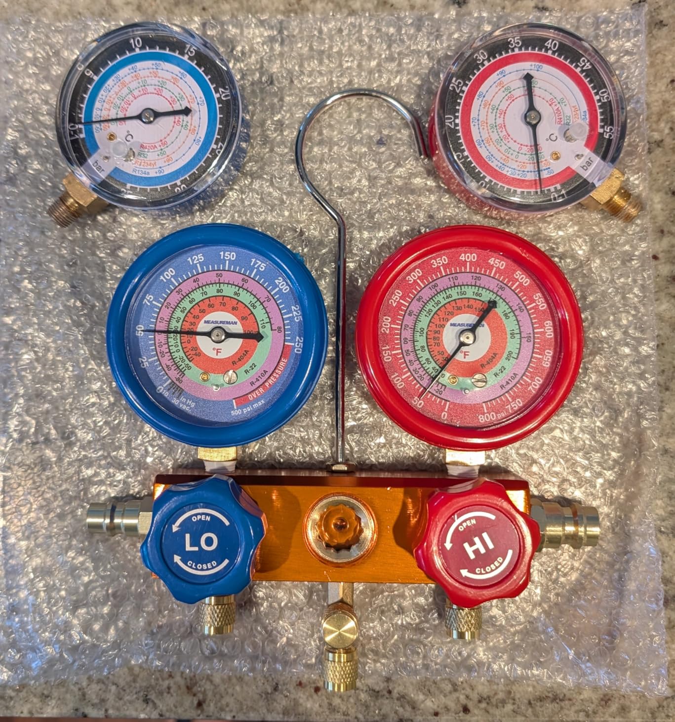 Measureman Refrigeration Pressure Gauge Kit, 3-1/8