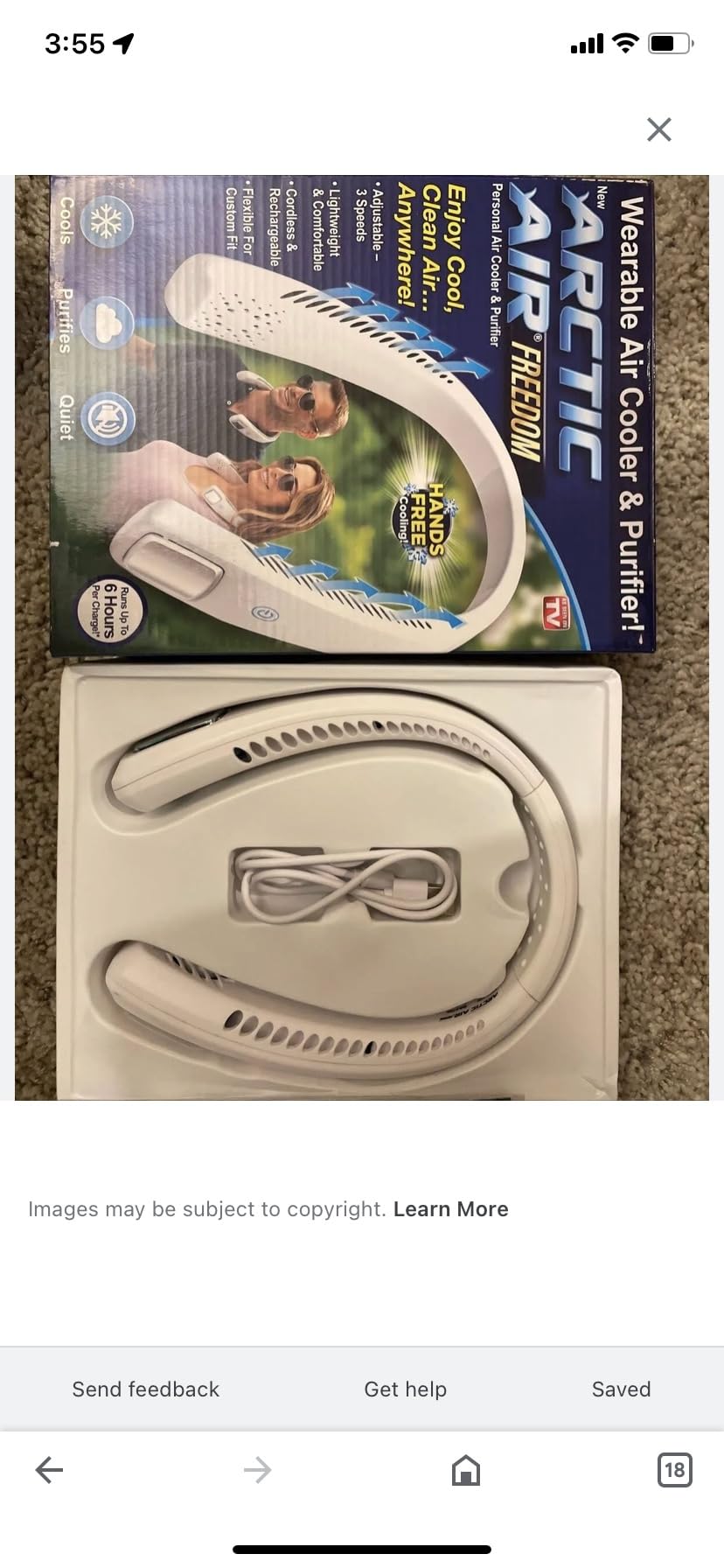 Arctic Air Freedom Personal Air Cooler - Portable 3-Speed Neck Fan, Hands-Free Wearable Design, Lightweight, Cordless And Rechargeable - Customer Photo 4