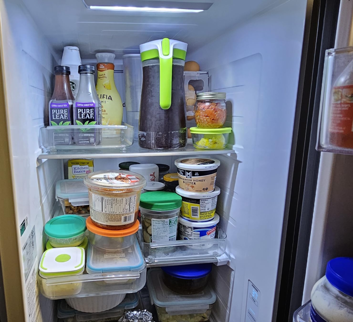 YouCopia RollOut Fridge Caddy BPA-Free Clear Rolling Refrigerator Organizer Bin with Adjustable Dividers and Handles, 9