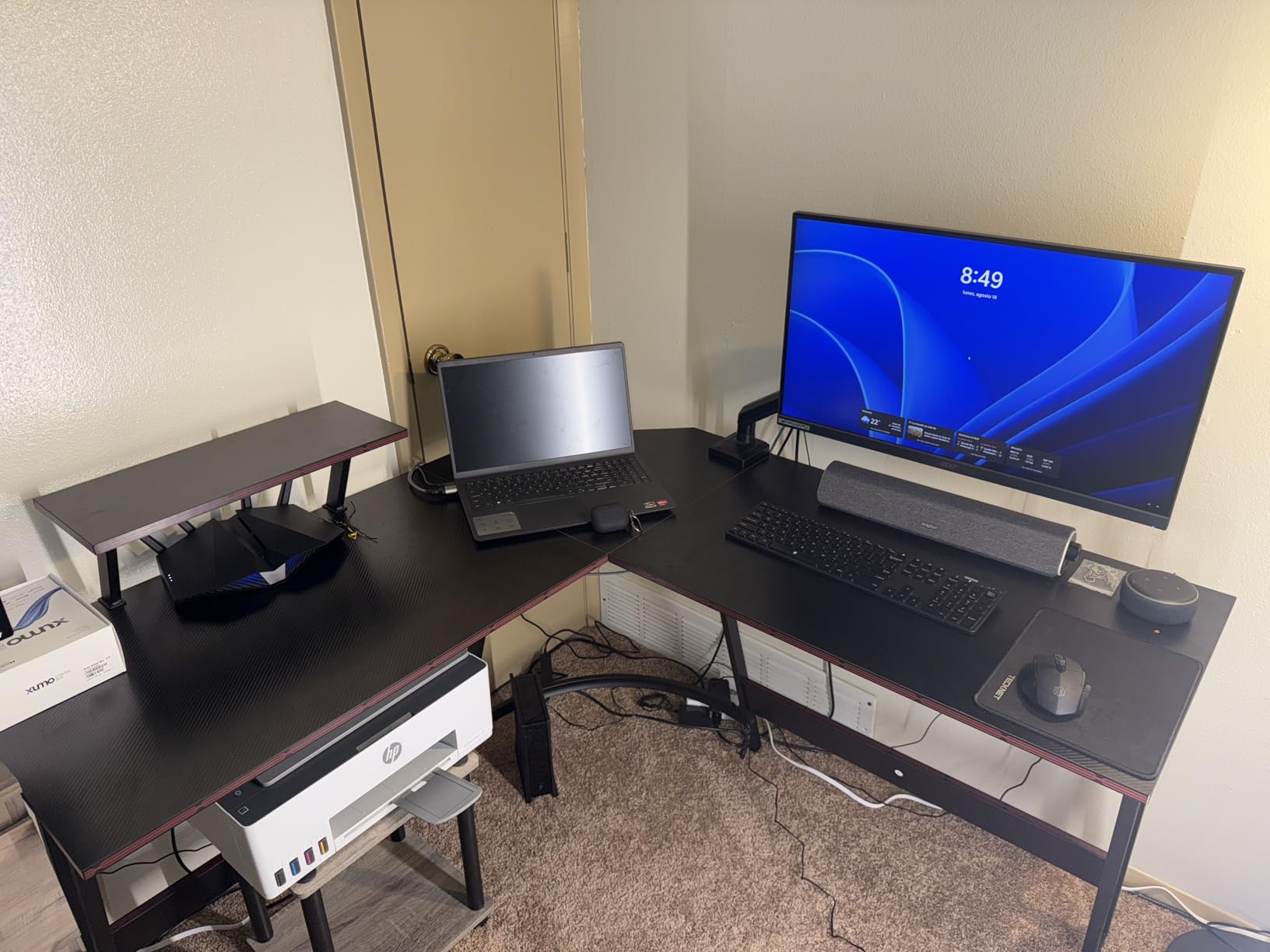 Homall L Shaped Gaming Desk Computer Corner Desk PC Gaming Desk Table with Large Monitor Riser Stand for Home Office Sturdy Writing Workstation (Black, 51 Inch) - Customer Photo 2