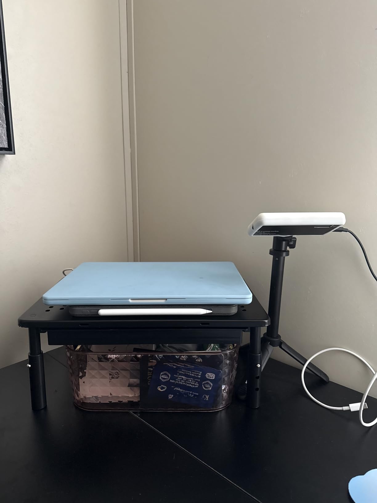 WALI Computer Monitor Stand for Desk, Adjustable Laptop Riser, Desk Monitor Stand Underneath Storage for Office, Home, School Supplies (STT003), 1 Pack, Black - Customer Photo 1