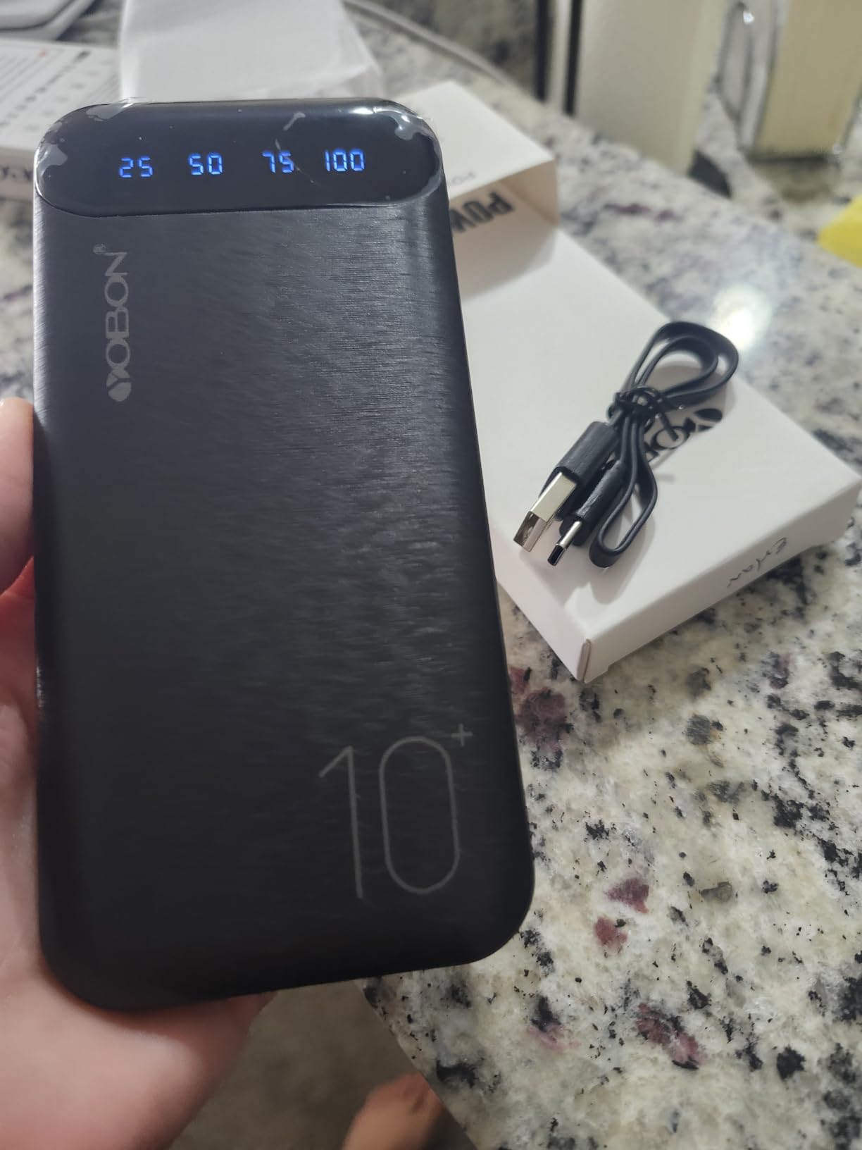 Power Bank 10000mAh Portable Charger Slim External Battery Pack with 2 USB 2.4A Outputs and USB C In/Out Compatible with Huawei iPhone 16 15 14 13 12 iPad Samsung Galaxy S20 Android Tablet (Black) - Customer Photo 2