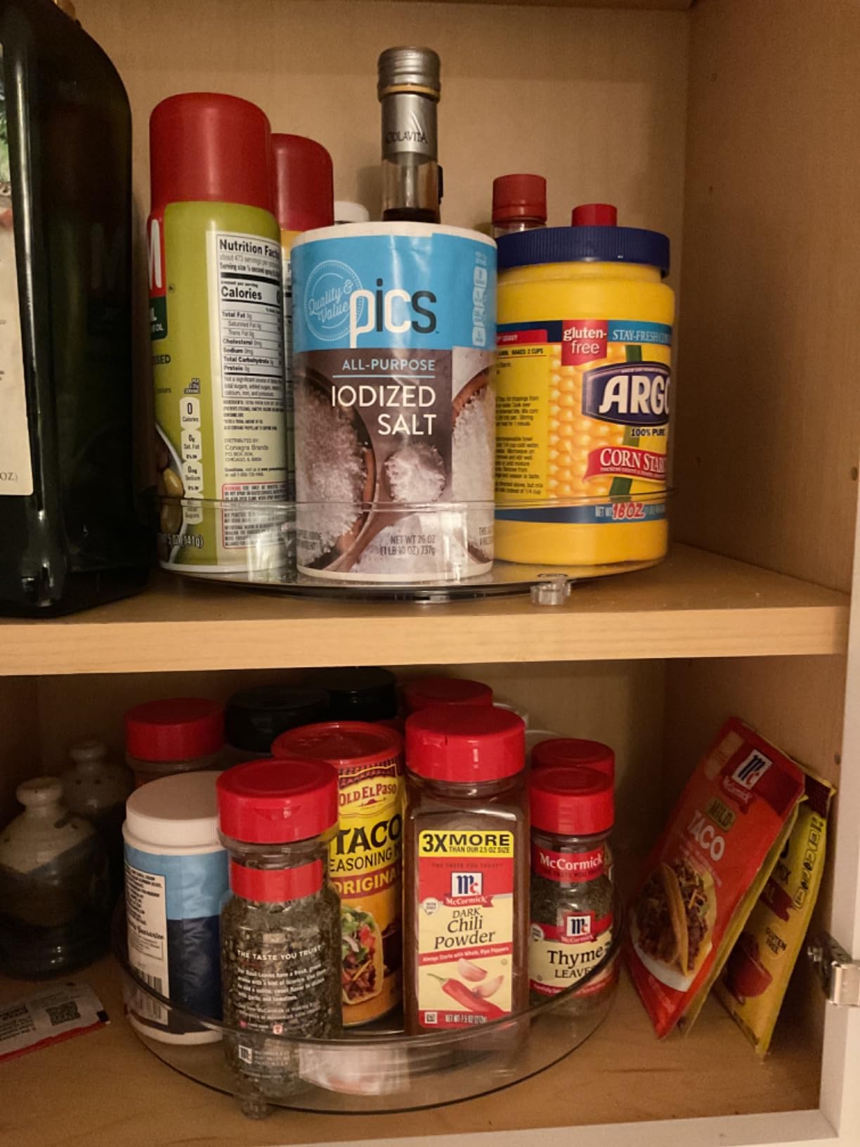 URALFA 2-Pack Lazy Susan Cabinet Organizer, Plastic Rotating Round Lazy Susan Turntable for Cabinet, Pantry, Countertop, Table, Fridge, 10.5 Inch - Customer Photo 1