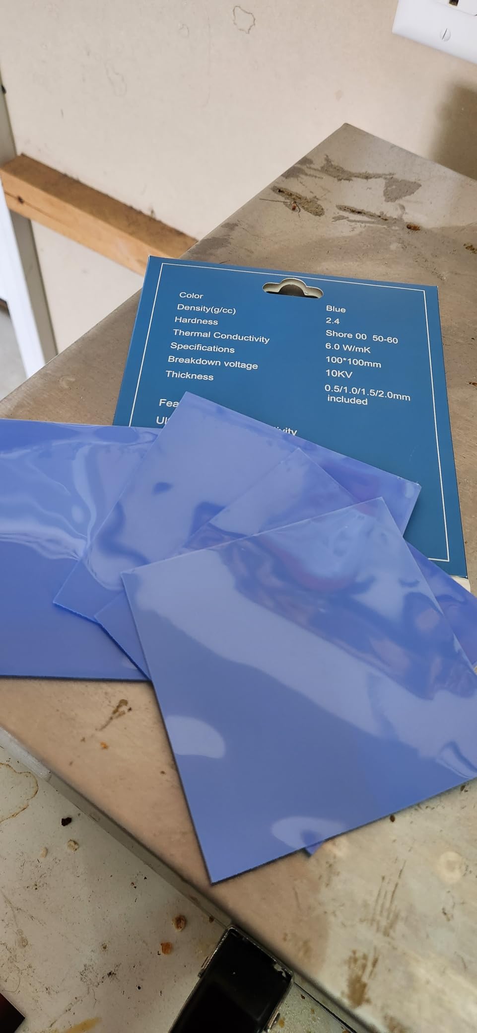 OwlTree 4 Pack Thermal Pad,100x100mm 0.5mm 1mm 1.5mm 2mm Highly Efficient Thermal Conductivity 6.0 W/mK,Heat Resistant Silicone Thermal Pads for Laptop Heatsink CPU GPU SSD IC LED Cooler - Customer Photo 2