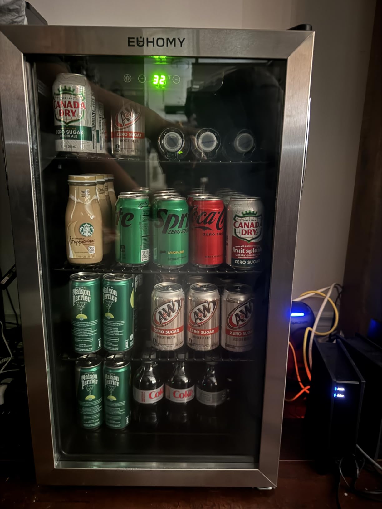 EUHOMY Beverage Refrigerator and Cooler, 128 Can Mini fridge with Glass Door, Small Refrigerator with Adjustable Shelves for Soda Beer or Wine, Perfect for Home/Bar/Office, Silver - Customer Photo 1