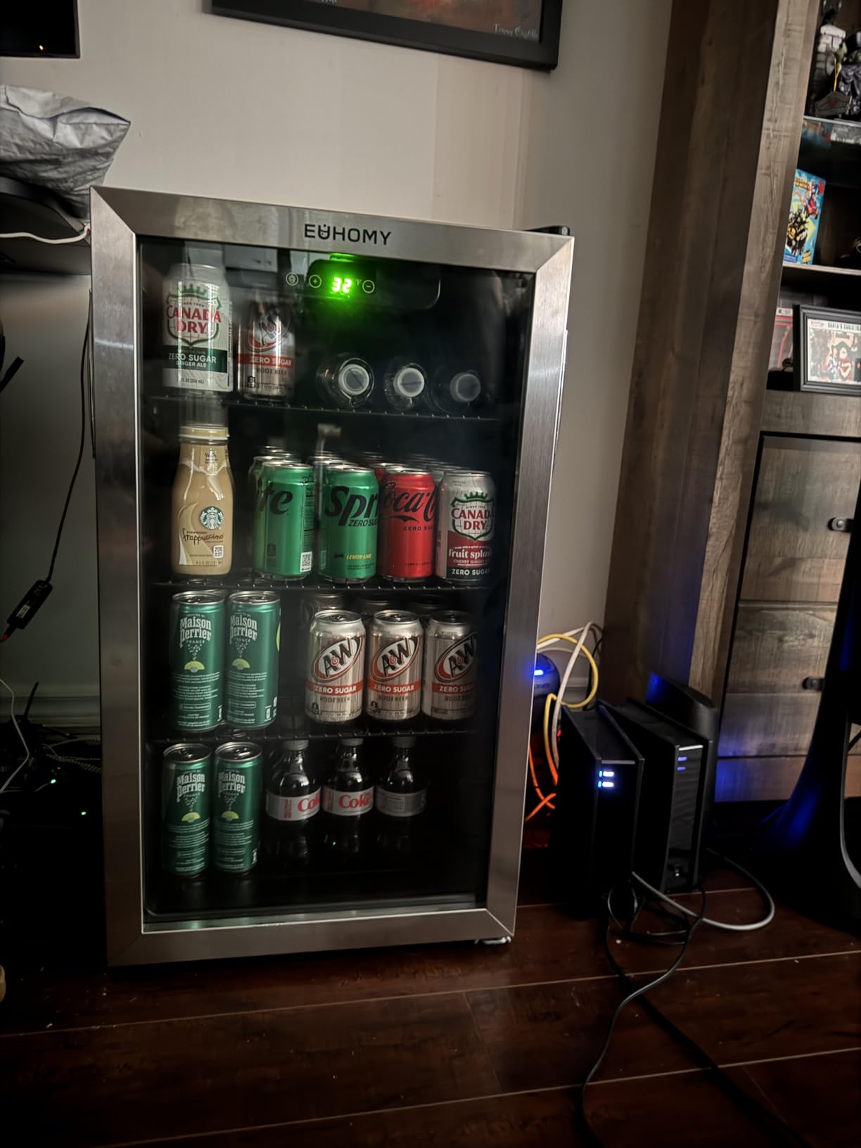 EUHOMY Beverage Refrigerator and Cooler, 128 Can Mini fridge with Glass Door, Small Refrigerator with Adjustable Shelves for Soda Beer or Wine, Perfect for Home/Bar/Office, Silver - Customer Photo 1