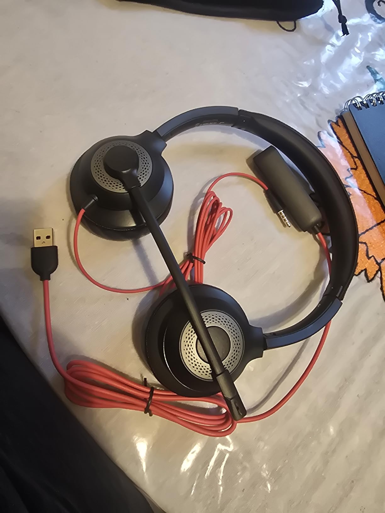 JIAMQISHI USB Headset with Microphone for PC, On-Ear Computer Laptop Headphones with Noise Cancelling Microphone in-line Control for Home Office Online Class Skype Zoom (USB+3.5mm, Black) Customer Review JIAMQISHI USB Headset with Microphone for PC, On-Ear Computer Laptop Headphones with Noise Cancelling Microphone in-line Control for Home Office Online Class Skype Zoom (USB+3.5mm, Black) - Customer Photo 1