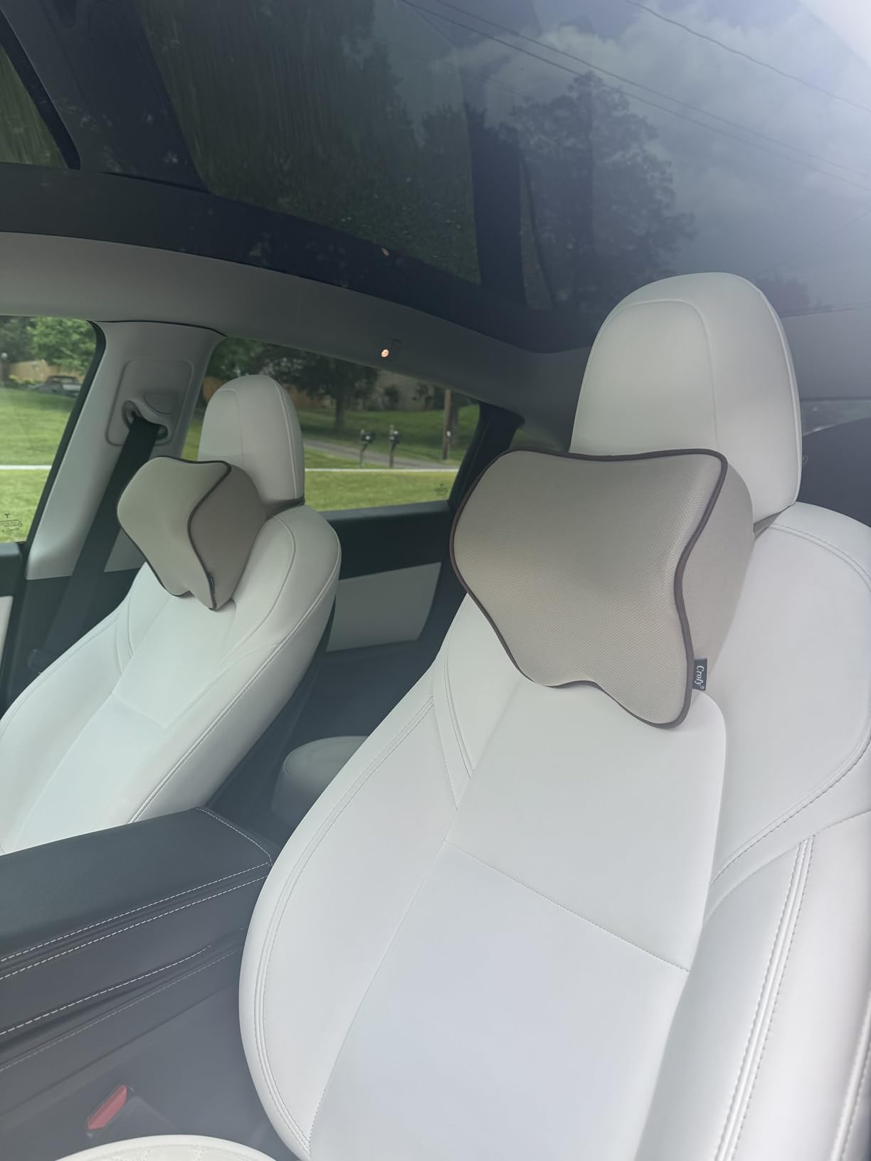 Crofy 2-Pack Car Neck Pillow, Softness Car Headrest Pillow for Driving with Adjustable Strap, 100% Memory Foam and Breathable Removable Cover, Comfortable Ergonomic Design, 4.7 Inches Thick - Customer Photo 3