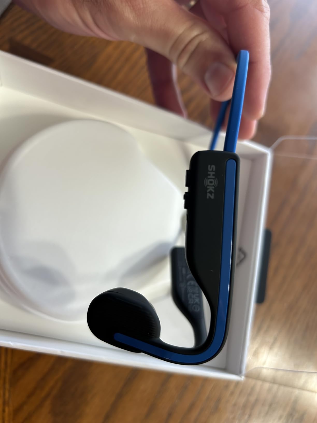 SHOKZ OpenMove - Open-Ear Bluetooth Sport Headphones, Bone Conduction Wireless Earphones, Sweatproof for Running and Workouts, with Sticker Pack, Grey - Customer Photo 2