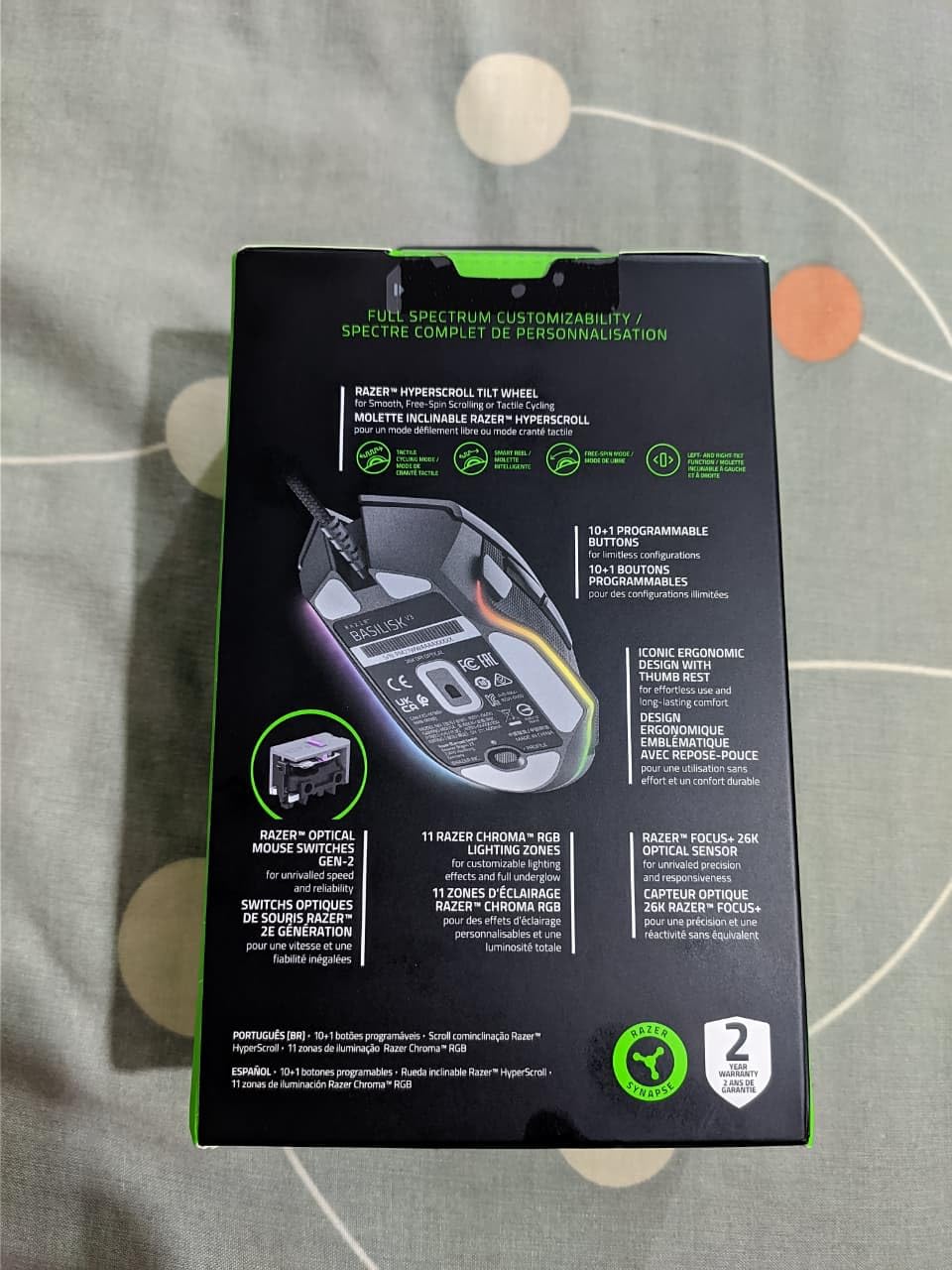 Razer Basilisk V3 Customizable Ergonomic Gaming Mouse: Fastest Gaming Mouse Switch - Chroma RGB Lighting - 26K DPI Optical Sensor - 11 Programmable Buttons - HyperScroll Tilt Wheel - Classic Black - Customer Photo 1