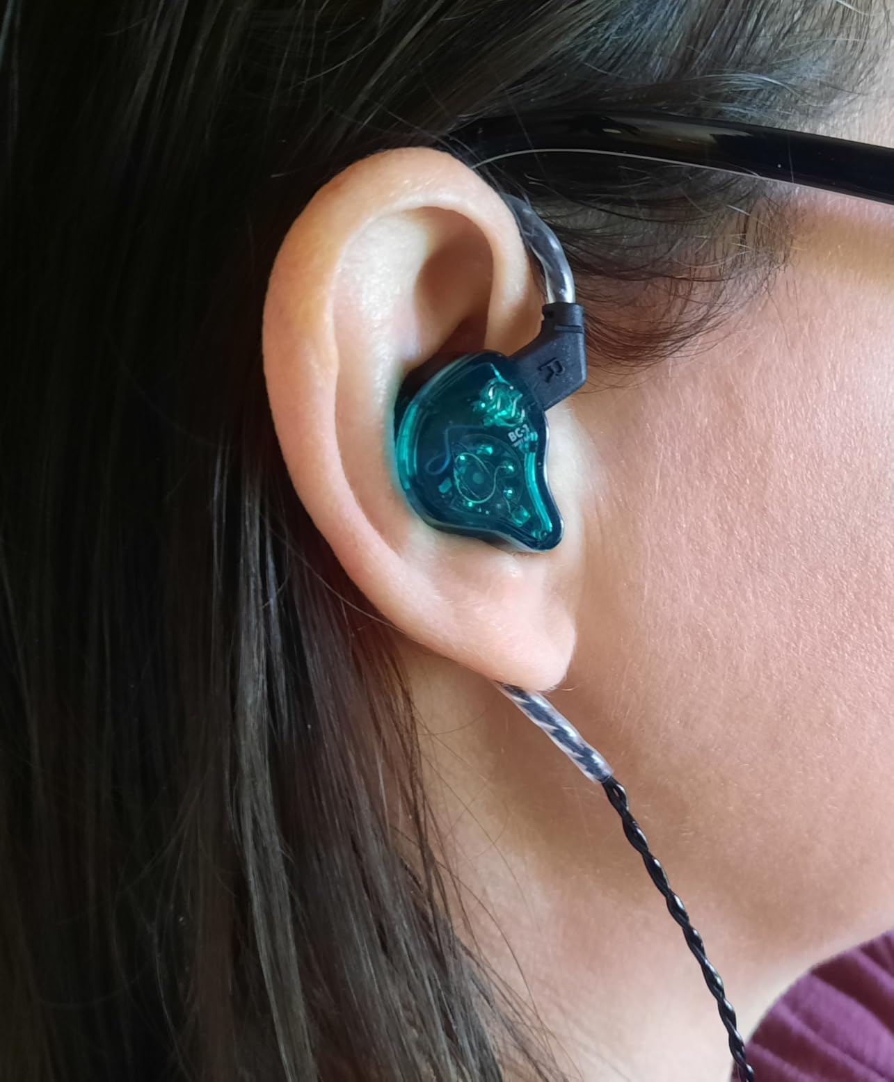 CCZ Yinyoo Melody in Ear Monitors Earphones Headphones Wired Earbuds without Microphone IEM HIFI Bass with 1DD 1BA, Ear fins, 4N OFC Cable for Musicians, Singer, on Stage, Studio (no mic, clear black) - Customer Photo 3