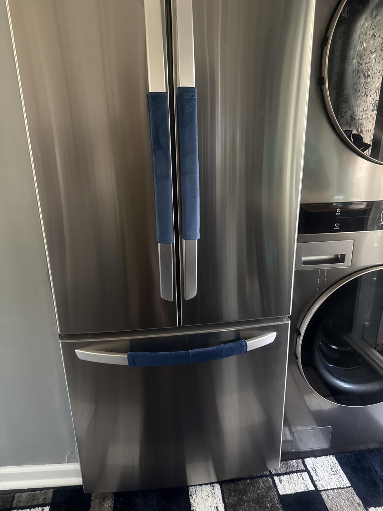 3PCS Refrigerator Door Handle Covers Kitchen Decor Keep Appliance Clean Anti-Static Stains for Fridge Dishwashers Velvet (Grey) - Customer Photo 2