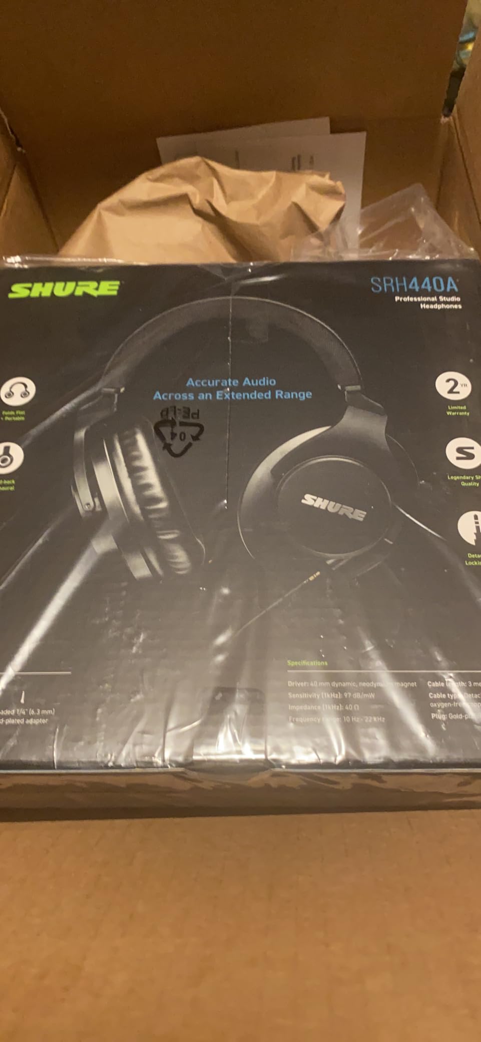 Shure SRH440A Professional Over-Ear Wired Studio Headphones – Monitoring & Recording Headphones with Enhanced Frequency Response, Adjustable & Collapsible Design, Works with All Audio Devices, Black - Customer Photo 1