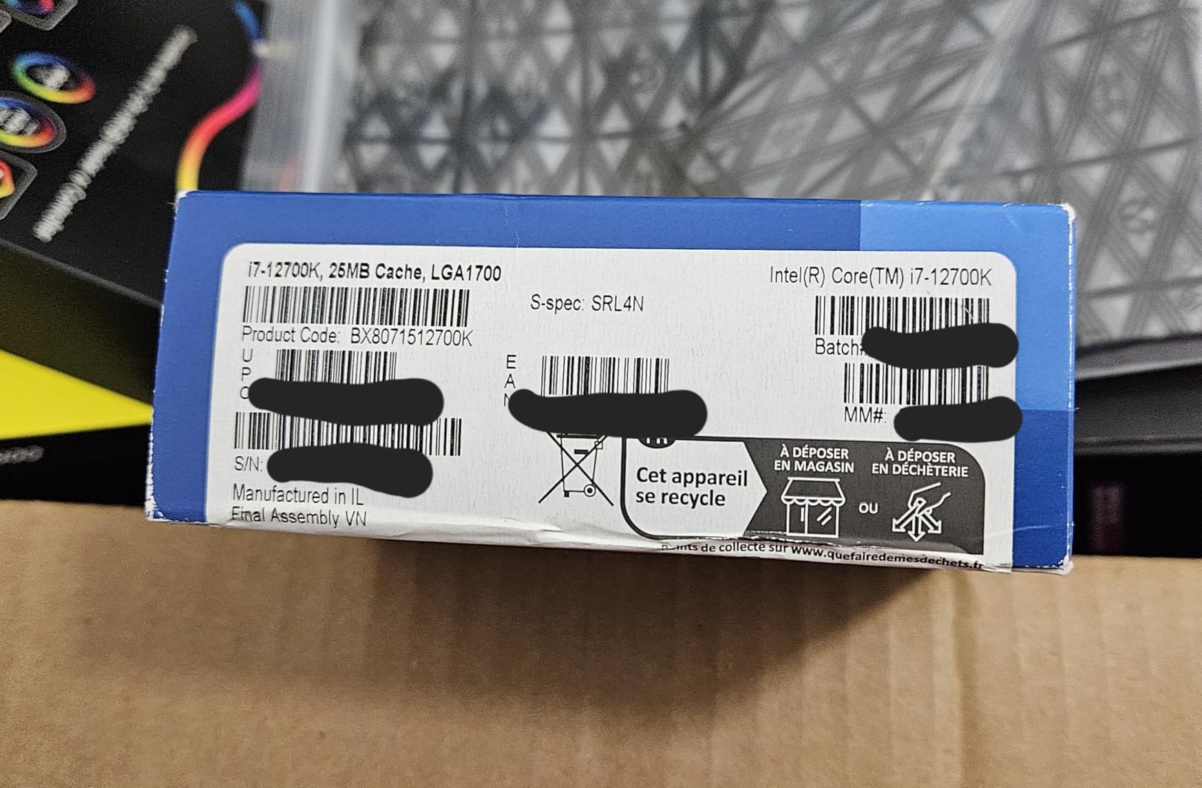 Intel Core i7-12700K Gaming Desktop Processor with Integrated Graphics and 12 (8P+4E) Cores up to 5.0 GHz Unlocked LGA1700 600 Series Chipset 125W - Customer Photo 1