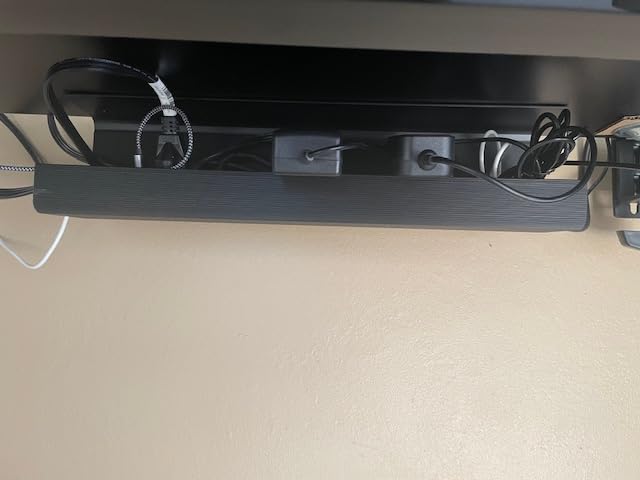 No-Screw Under Desk Cable Management Tray - Self-Adhesive Installation, Cord Management, Cable Tray, Under Desk Wire Organizer - Black Set of 2 Customer Review No-Screw Under Desk Cable Management Tray - Self-Adhesive Installation, Cord Management, Cable Tray, Under Desk Wire Organizer - Black Set of 2 - Customer Photo 3