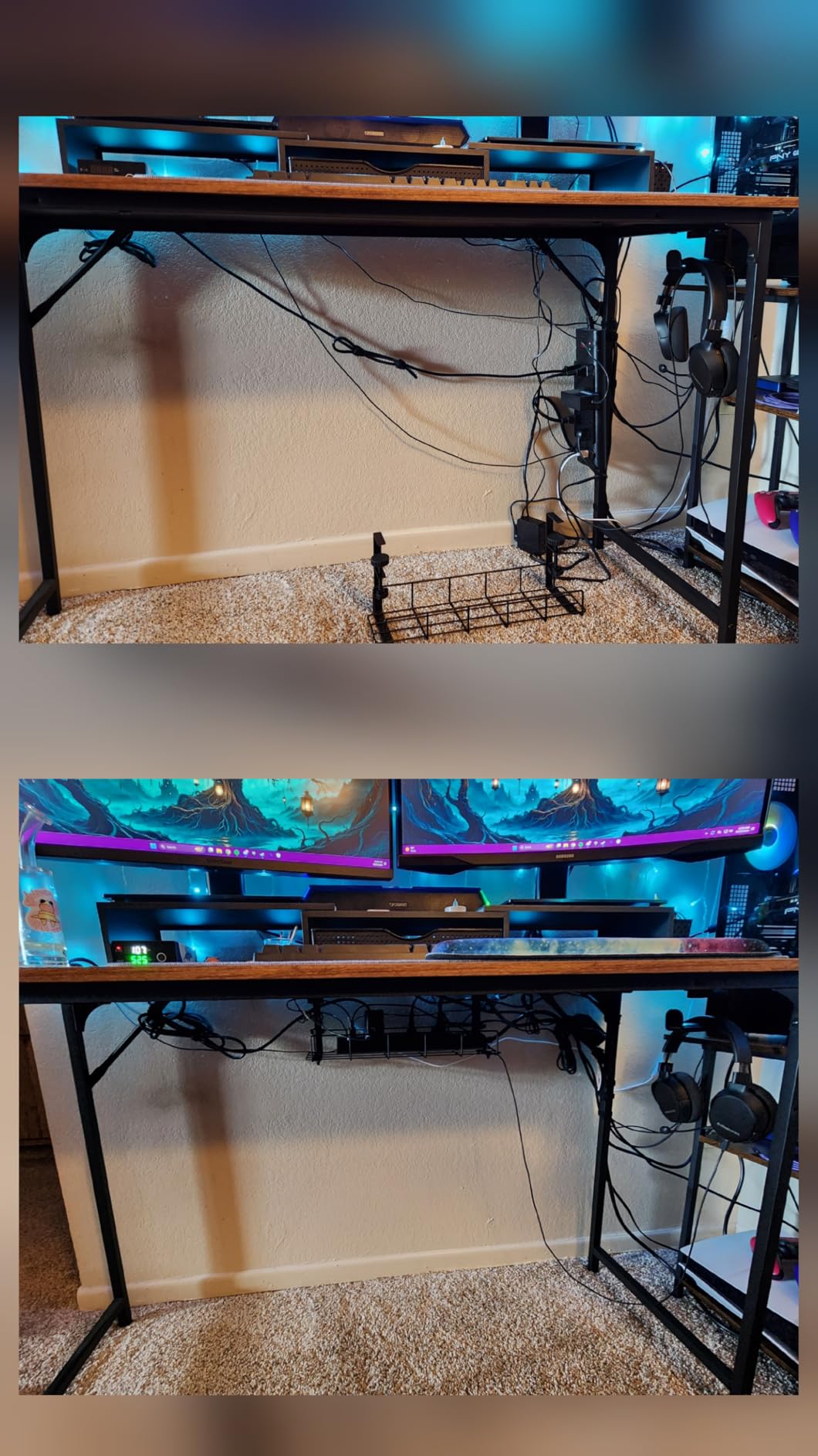 Under Desk Cable Management Tray, 15.7'' No Drill Steel Desk Cable Organizers, Wire Management Tray Cable Management Rack, Desk Cable Tray with Wire Organizer and Desk Cord Organizer Customer Review Under Desk Cable Management Tray, 15.7'' No Drill Steel Desk Cable Organizers, Wire Management Tray Cable Management Rack, Desk Cable Tray with Wire Organizer and Desk Cord Organizer - Customer Photo 1