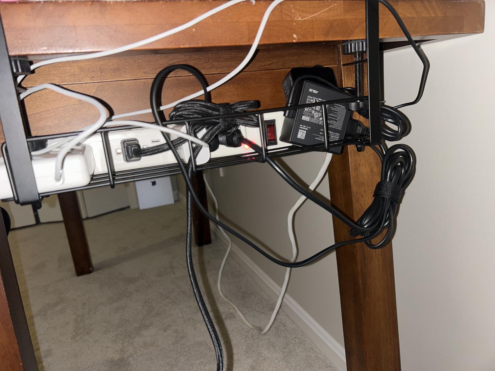 Under Desk Cable Management Tray, 15.7'' No Drill Steel Desk Cable Organizers, Wire Management Tray Cable Management Rack, Desk Cable Tray with Wire Organizer and Desk Cord Organizer Customer Review Under Desk Cable Management Tray, 15.7'' No Drill Steel Desk Cable Organizers, Wire Management Tray Cable Management Rack, Desk Cable Tray with Wire Organizer and Desk Cord Organizer - Customer Photo 2