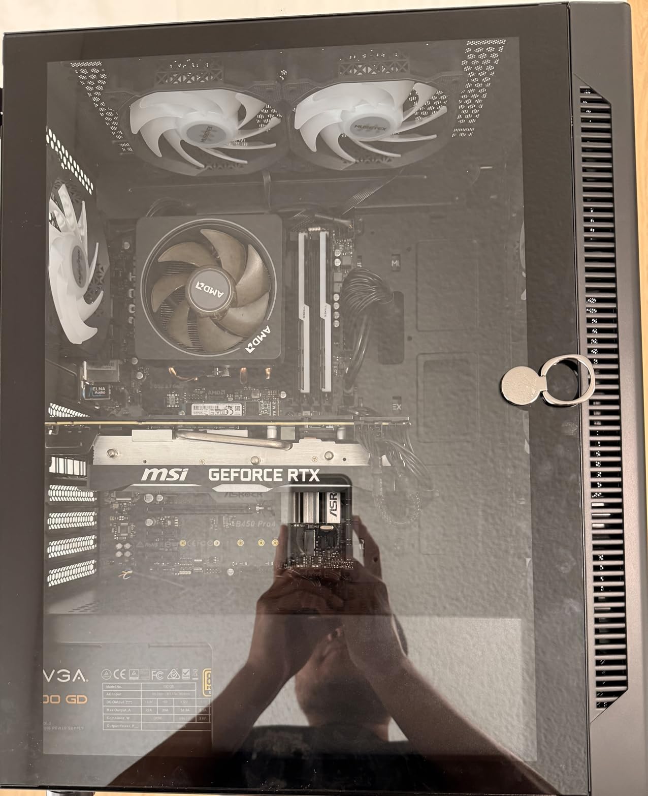 MUSETEX ATX PC Case Pre-Install 6 PWM ARGB Fans, Polygonal Mesh Computer Gaming Case, Opening Tempered Glass Side Panel Mid-Tower Case, USB 3.0 x 2, Black, NN8 - Customer Photo 1