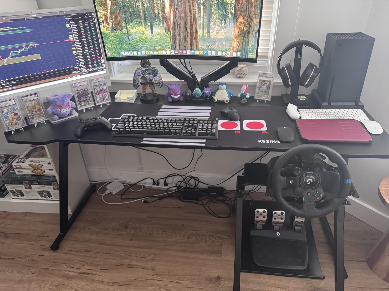 Homall Gaming Desk Computer Desk with Carbon Fiber Surface, Gaming Table Z Shaped PC Home Office with Cup Holder&Headphone Hook(63 in, Black) - Customer Photo 4