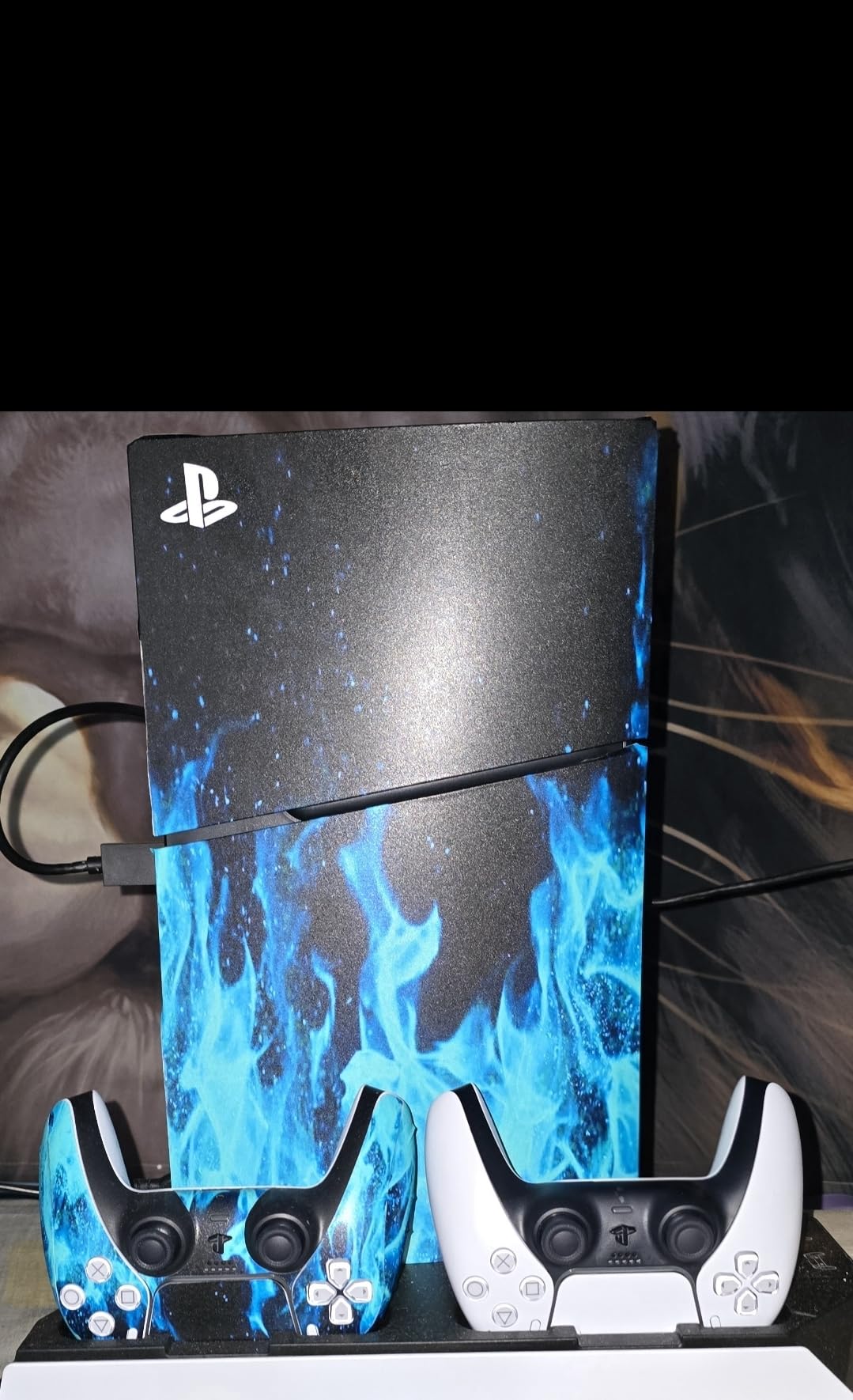 Decal Skin for Ps5 Disk, Whole Body Vinyl Sticker Cover for PlayStation 5 Console and Controller (PS5 disc Edition, Blue fire) - Customer Photo 1