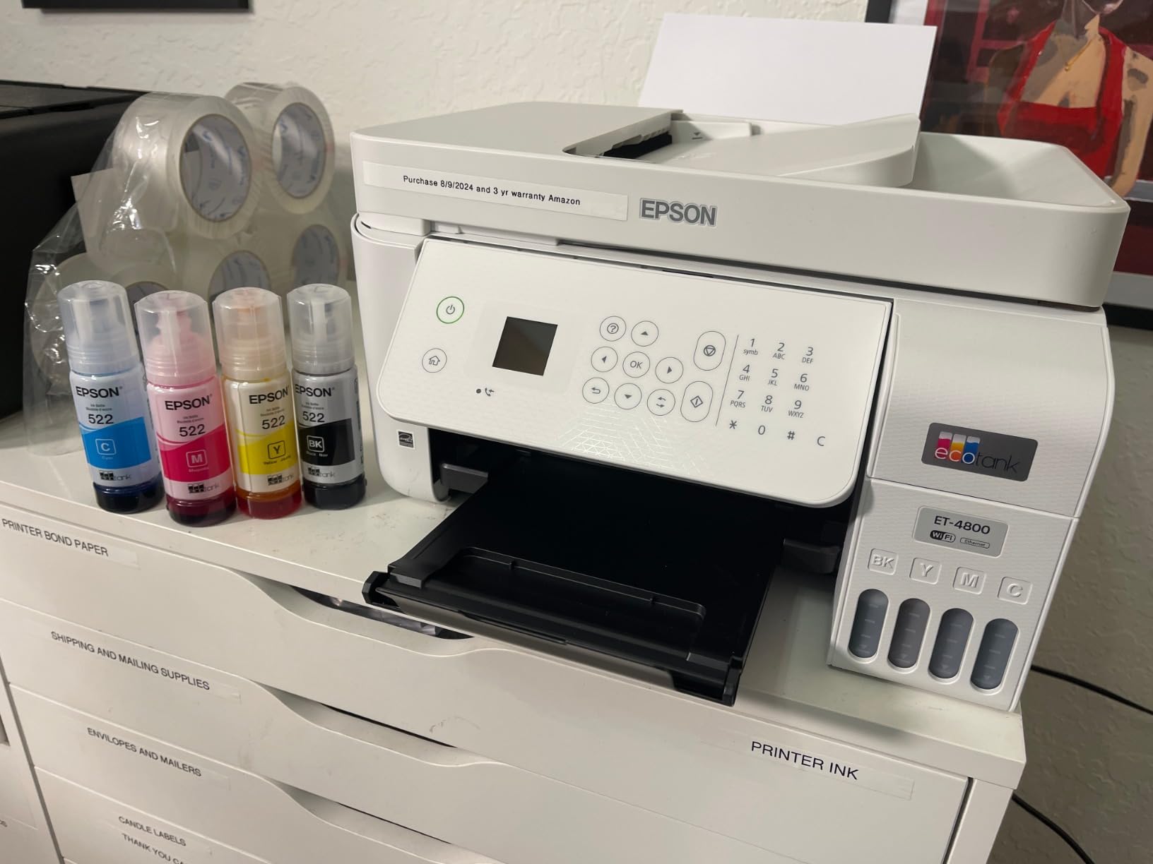 Epson EcoTank ET-4800 Wireless All-in-One Cartridge-Free Supertank Printer with Scanner, Copier, Fax, ADF and Ethernet – Ideal-for Your Home Office, White - Customer Photo 1