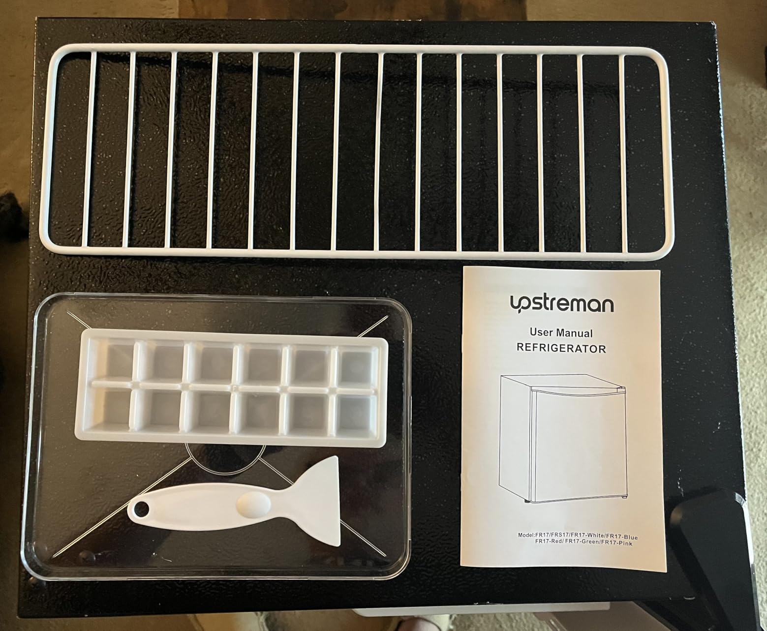 Upstreman 1.7 Cu.ft Mini Fridge with Freezer, Dorm Essentials, Adjustable Thermostat, Energy Saving, Low Noise, Single Door Compact Refrigerator for Dorm, Office, Bedroom, Black-FR17 - Customer Photo 1