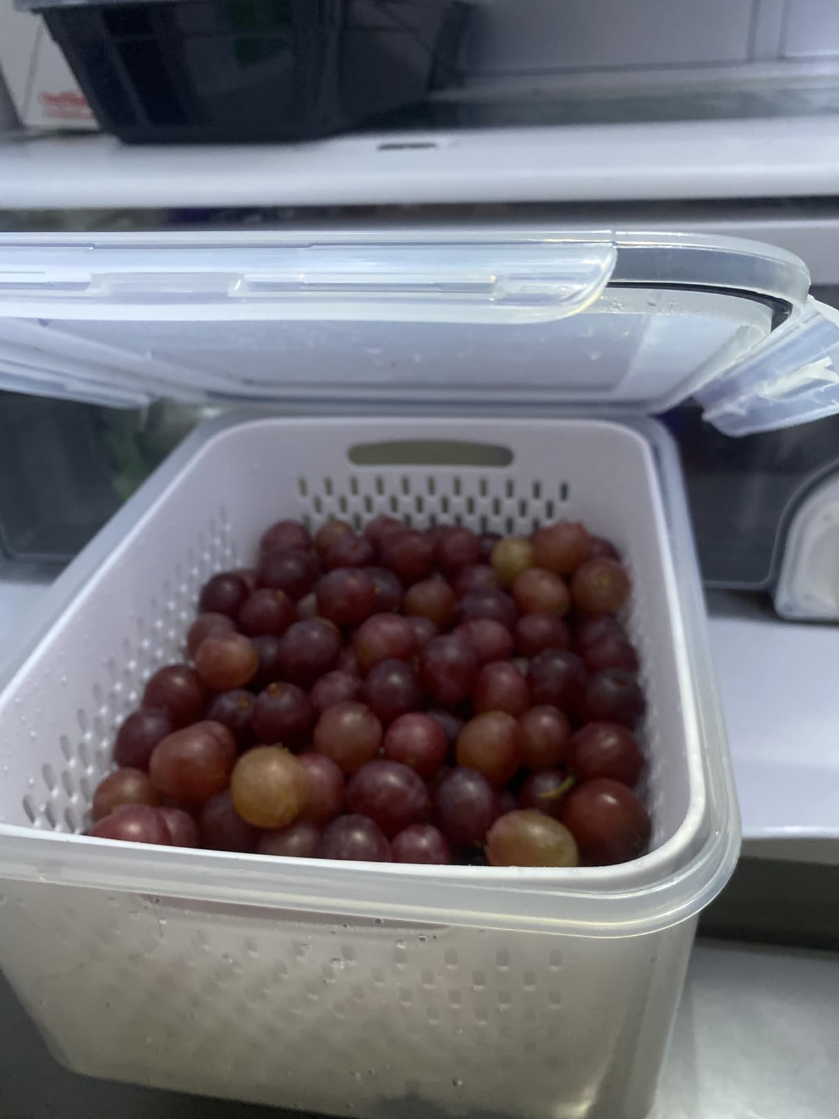 5 PCS Large Fruit Containers for Fridge - Leakproof Food Storage Containers with Removable Colander - Dishwasher & microwave safe Produce Containers Keep Fruits, Vegetables, Berry, Meat Fresh longer - Customer Photo 2