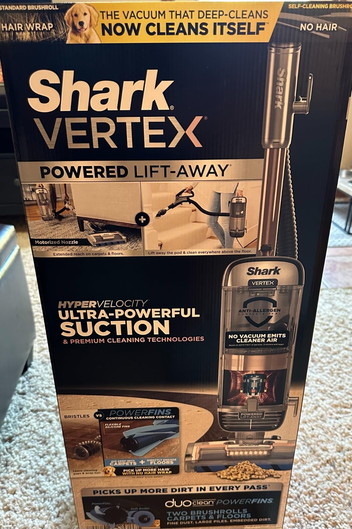 Shark Upright Vacuum, Stratos with DuoClean PowerFins, HairPro, Powered Lift-Away, Self-Cleaning Brushroll, & Odor Neutralizer Technology, Navy, AZ3002 Customer Review Shark Upright Vacuum, Stratos with DuoClean PowerFins, HairPro, Powered Lift-Away, Self-Cleaning Brushroll, & Odor Neutralizer Technology, Navy, AZ3002 - Customer Photo 2