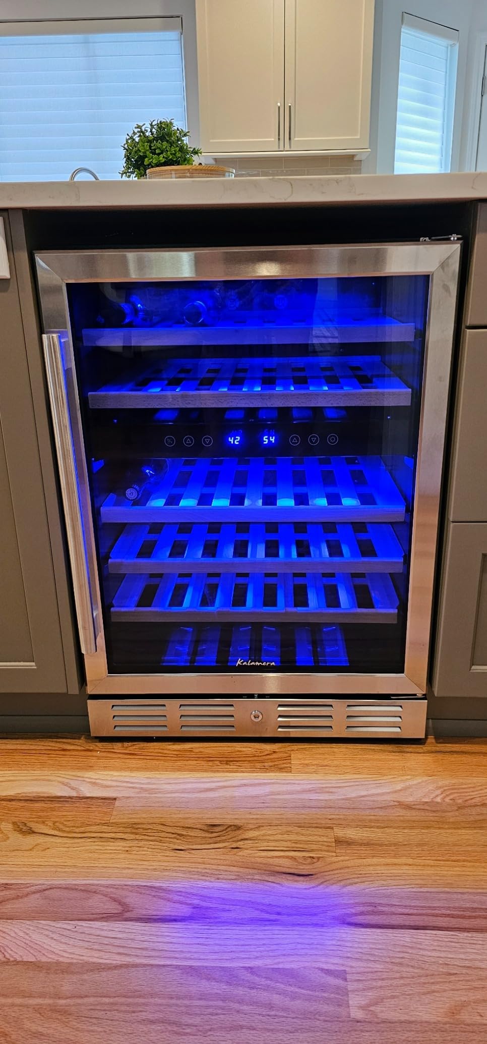 Kalamera 24 inch Wine Cooler, 46 Bottle - Dual Zone Built-in or Freestanding Fridge with Stainless Steel Reversible Glass Door, for Home, Kitchen, or Office - Customer Photo 2