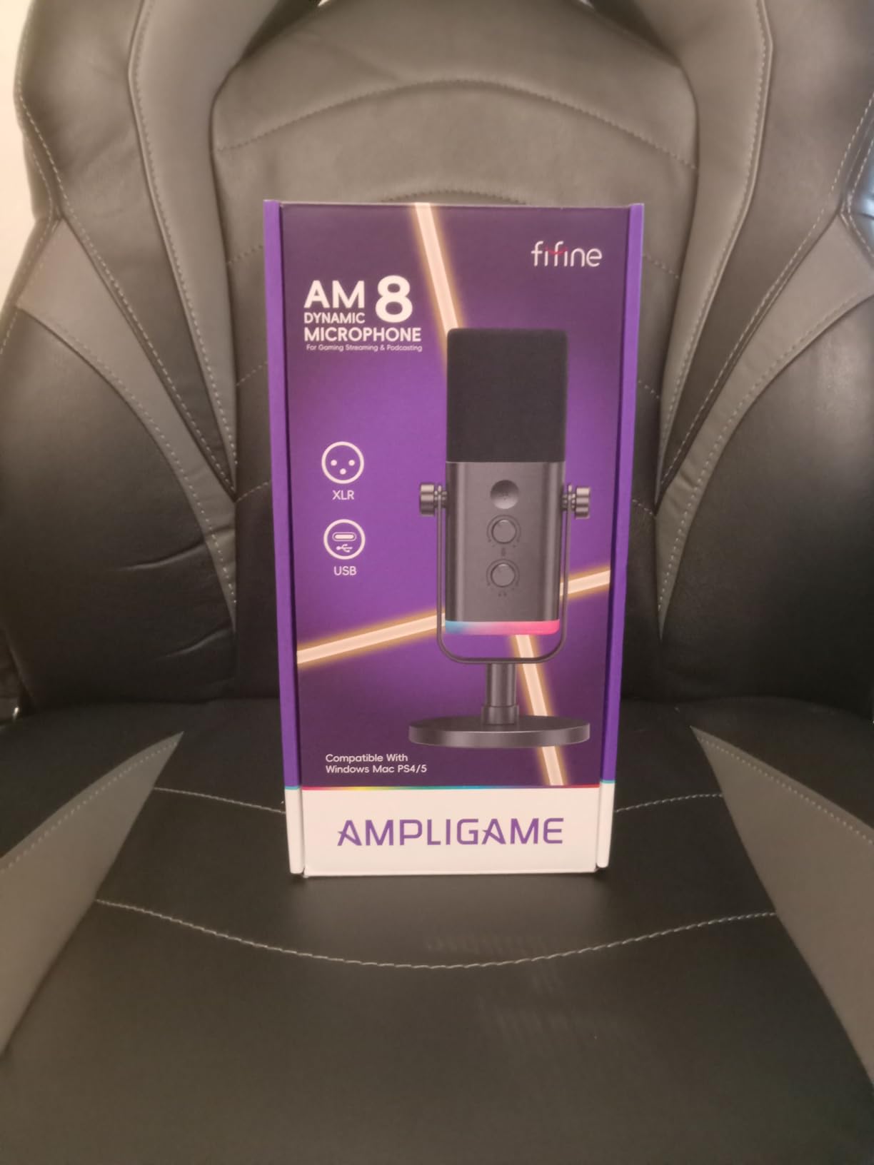 FIFINE USB/XLR Dynamic Microphone for Podcast Recording, PC Computer Gaming Streaming Mic with RGB Light, Mute Button, Headphones Jack, Desktop Stand, Vocal Mic for Singing YouTube-AmpliGame AM8 Customer Review FIFINE USB/XLR Dynamic Microphone for Podcast Recording, PC Computer Gaming Streaming Mic with RGB Light, Mute Button, Headphones Jack, Desktop Stand, Vocal Mic for Singing YouTube-AmpliGame AM8 - Customer Photo 1