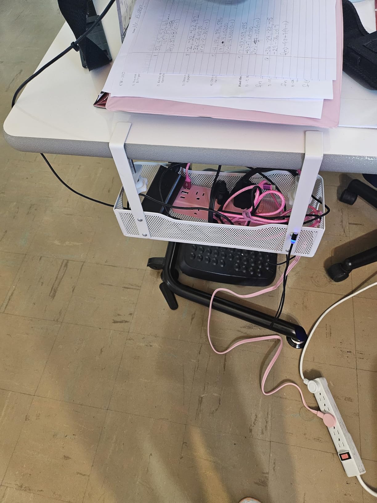 Under Desk Cable Management Tray White, Cinati Wire Organizers No Drill, Cable Tray with Clamp for Wire Management, Cord Organization Box for Office, Home - No Damage to Desk - Customer Photo 2