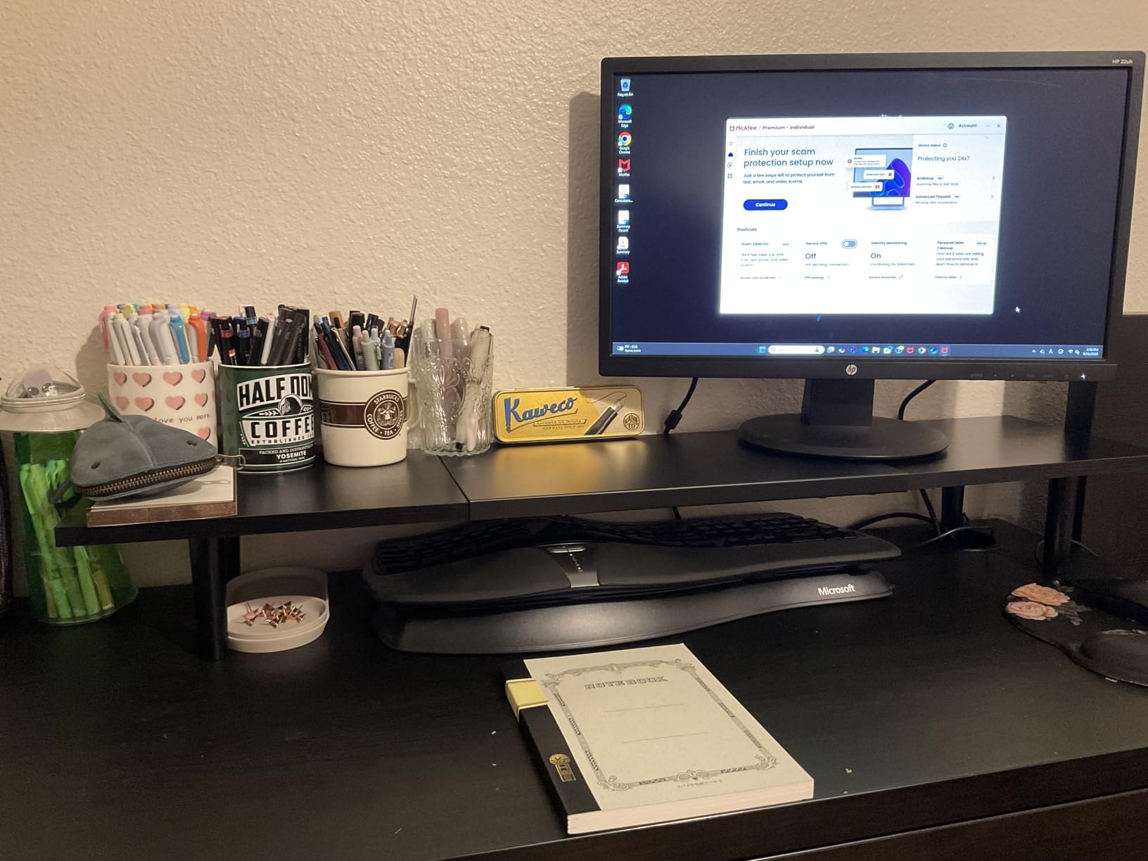 Dual-Monitor-Stand-Riser-For-Desk Adjustable Length 32-40 Inch，Large Desktop Computer Monitor Riser For 2 Screens，Desk Shelf Organizer Riser Stand For Computer/Laptop/PC/Printer/TV Black - Customer Photo 1