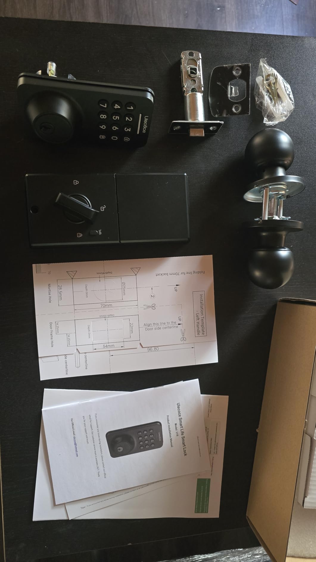 Veise Keyless Entry Door Lock with 2 Knobs, Electronic Backlit Keypad Deadbolt with Handle Set, Auto Lock, One-time Codes, Smart Deadbolt for Front Door, Easy Installation, Matte Black Customer Review Veise Keyless Entry Door Lock with 2 Knobs, Electronic Backlit Keypad Deadbolt with Handle Set, Auto Lock, One-time Codes, Smart Deadbolt for Front Door, Easy Installation, Matte Black - Customer Photo 1