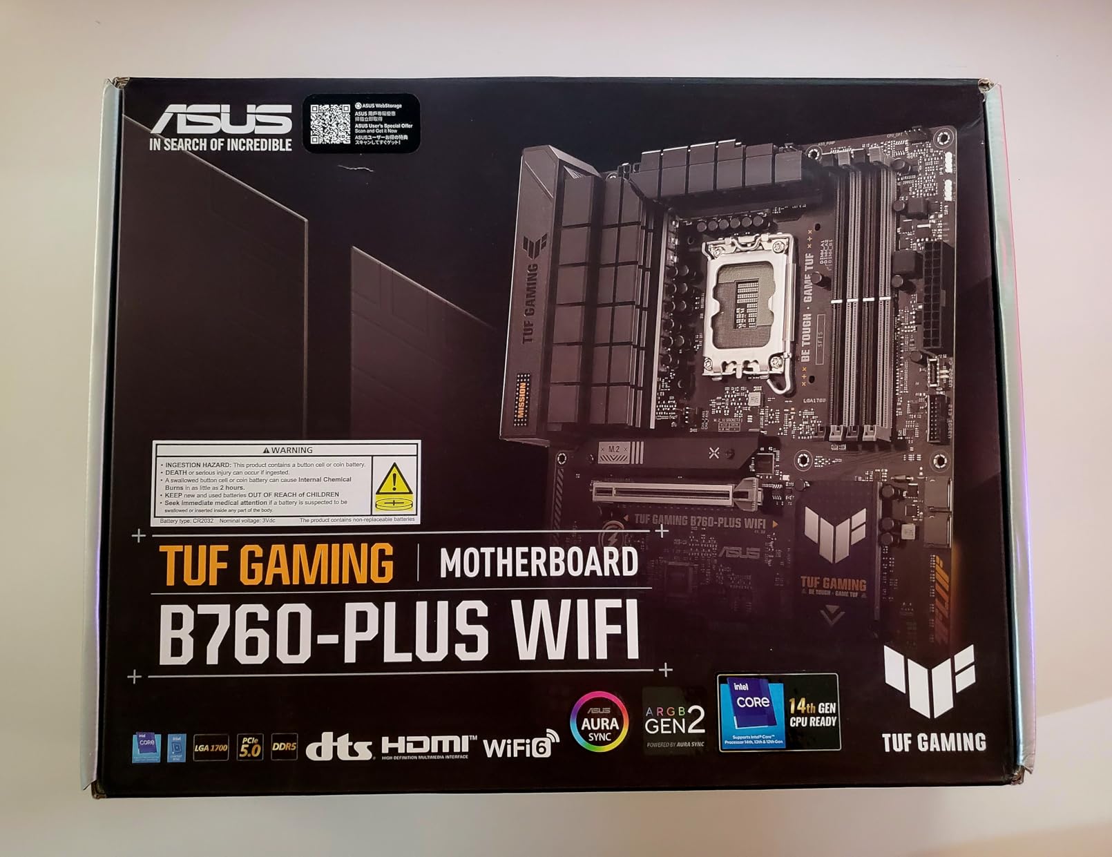 ASUS TUF GAMING B760-PLUS WIFI Intel B760 LGA 1700 ATX motherboard, Ready for 14th, 13th & 12th Gen Intel® Core CPU, 12+1+1 Stages, PCIe 5.0, 3x M.2, DDR5, 2.5G, USB 3.2 Type-C®, Thunderbolt 4™, USB4® Customer Review ASUS TUF GAMING B760-PLUS WIFI Intel B760 LGA 1700 ATX motherboard, Ready for 14th, 13th & 12th Gen Intel® Core CPU, 12+1+1 Stages, PCIe 5.0, 3x M.2, DDR5, 2.5G, USB 3.2 Type-C®, Thunderbolt 4™, USB4® - Customer Photo 1
