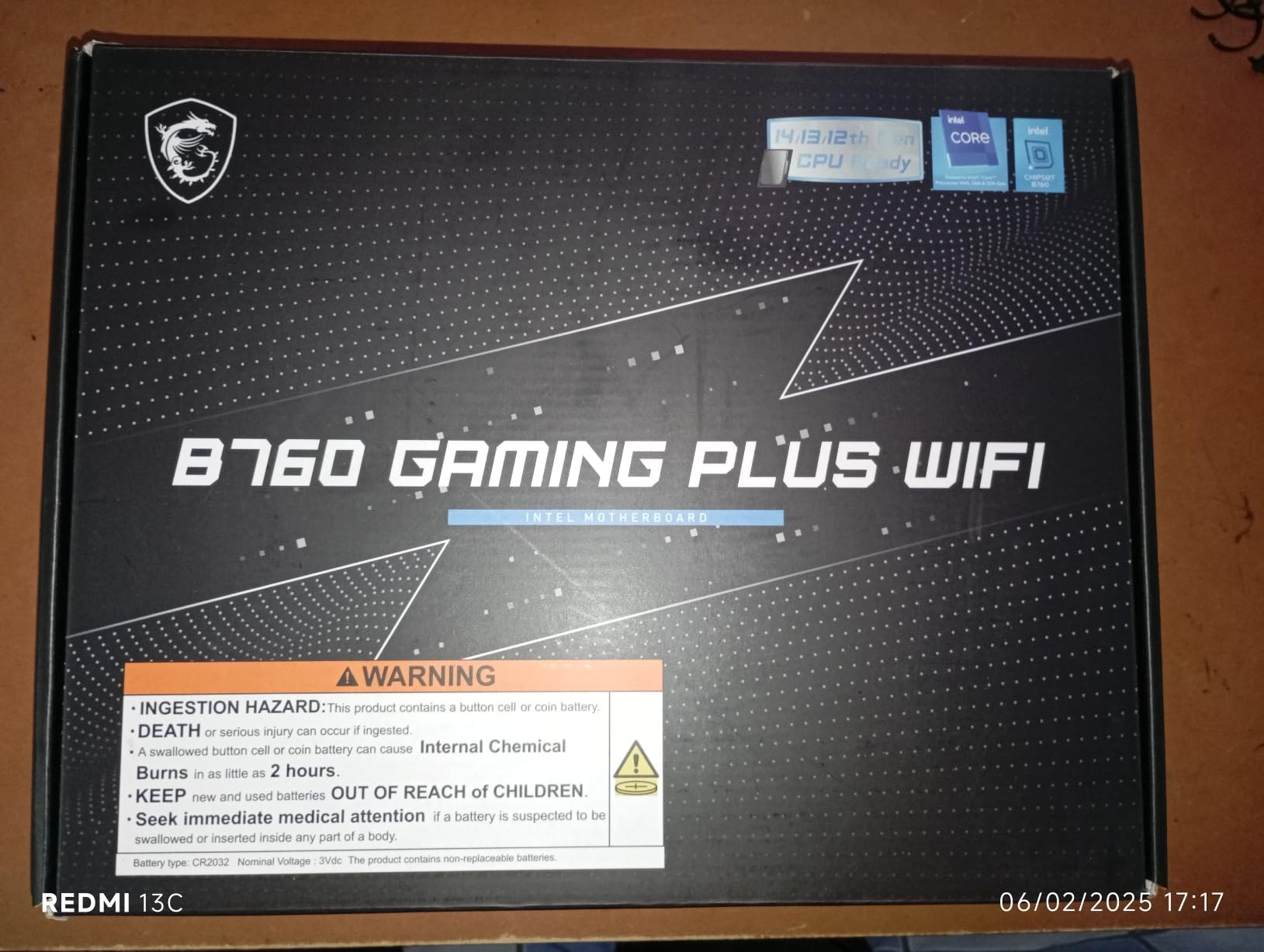 MSI B760 Gaming Plus WiFi Gaming Motherboard (Supports 12th/13th/14th Gen Intel Processors, LGA 1700, DDR5, PCIe 4.0, M.2, 2.5Gbps LAN, USB 3.2 Gen2, HDMI/DP, Wi-Fi 6E, Bluetooth 5.3, ATX) - Customer Photo 4