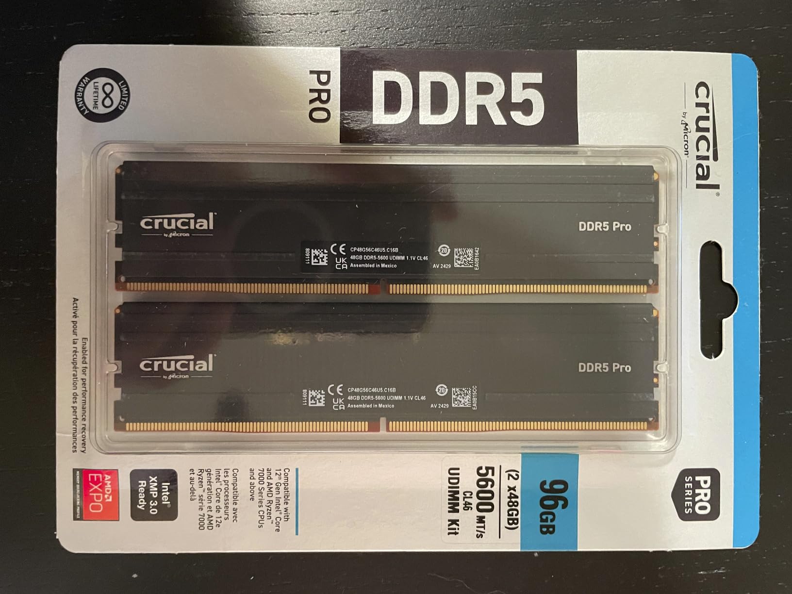 Crucial Pro 32GB DDR5 RAM Kit (2x16GB), 5600MHz (or 5200MHz or 4800MHz) Desktop Memory UDIMM 288-pin, Compatible with 13th Gen Intel Core and AMD Ryzen 7000 - CP2K16G56C46U5 Customer Review Crucial Pro 32GB DDR5 RAM Kit (2x16GB), 5600MHz (or 5200MHz or 4800MHz) Desktop Memory UDIMM 288-pin, Compatible with 13th Gen Intel Core and AMD Ryzen 7000 - CP2K16G56C46U5 - Customer Photo 1