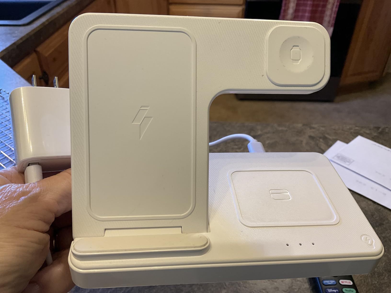 Wireless Charger iPhone Charging Station: 3 in 1 Charger Stand Multiple Devices for Apple - iPhone 17 16e 16 15 14 Pro Max 13 12 11 - Watch 10 9 8 7 6 5 4 3 2 SE and Ultra Series - Airpods 4 3 Pro Customer Review Wireless Charger iPhone Charging Station: 3 in 1 Charger Stand Multiple Devices for Apple - iPhone 17 16e 16 15 14 Pro Max 13 12 11 - Watch 10 9 8 7 6 5 4 3 2 SE and Ultra Series - Airpods 4 3 Pro - Customer Photo 3
