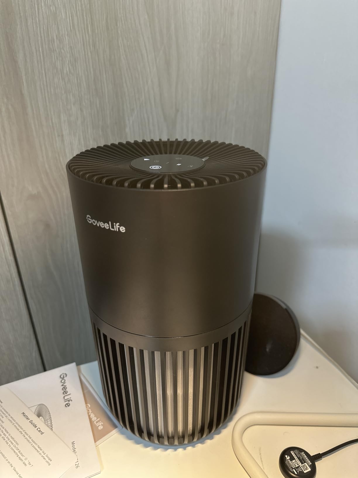 GoveeLife Mini Air Purifier for Bedroom, Smart Filter Air Purifier with App Alexa Control for Pet Hair, Odors, Pollen, Smoke, Portable Air Cleaner with 3 Speeds, 2 Modes, Timer, Aroma for Home - Customer Photo 1