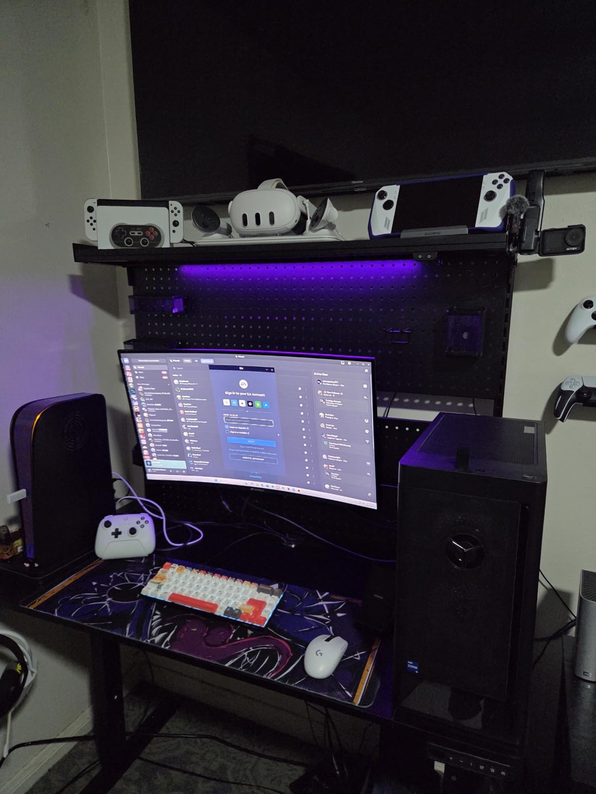 EUREKA ERGONOMIC Pegboard with Dual Monitor Stand,Steel Pegboard for Desk,Computer Accessories for Office, Privacy Panel for Gaming Desk, 4 Accessories Modular Hanging,43 x 34inch, Black - Customer Photo 2