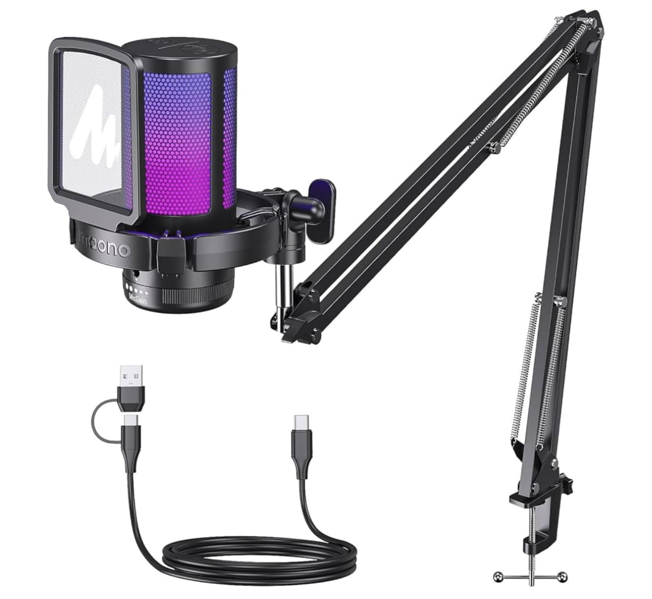 MAONO Gaming USB Microphone, Noise Cancellation Condenser Mic with Mute, Gain, Monitoring, Boom Arm Mic for Streaming, Podcast, Twitch, YouTube, Discord, PC, Computer, PS4, PS5, Mac, GamerWave DGM20S - Customer Photo 2