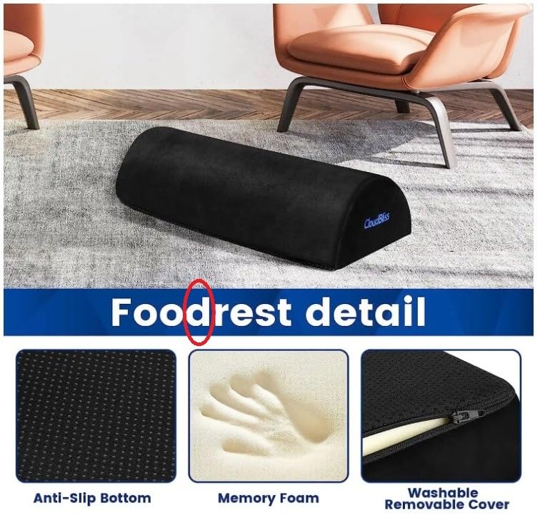 Foot Rest for Under Desk at Work,Office Desk Accessories with Soft Foam and Washable Removable Cover, Foot Stool for Office, Car, Home to Foot Support and Relax Ankles, Black - Customer Photo 4