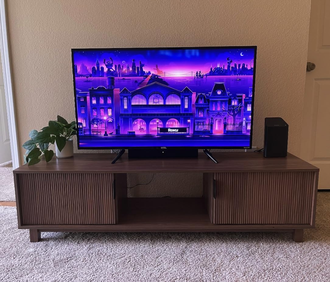 Walker Edison Arundo Fluted TV Stand for TVs up to 65 Inches, 58