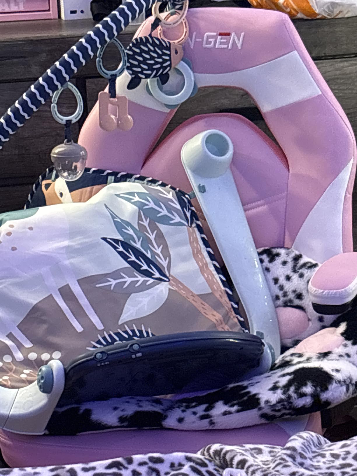 N-GEN Video Gaming Chair Ergonomic Computer Desk Office Chair with Lumbar Support Adjustable Height Swivel Wheels Flip-Up Arms PU Leather Home and Office (Black) customer photo 2