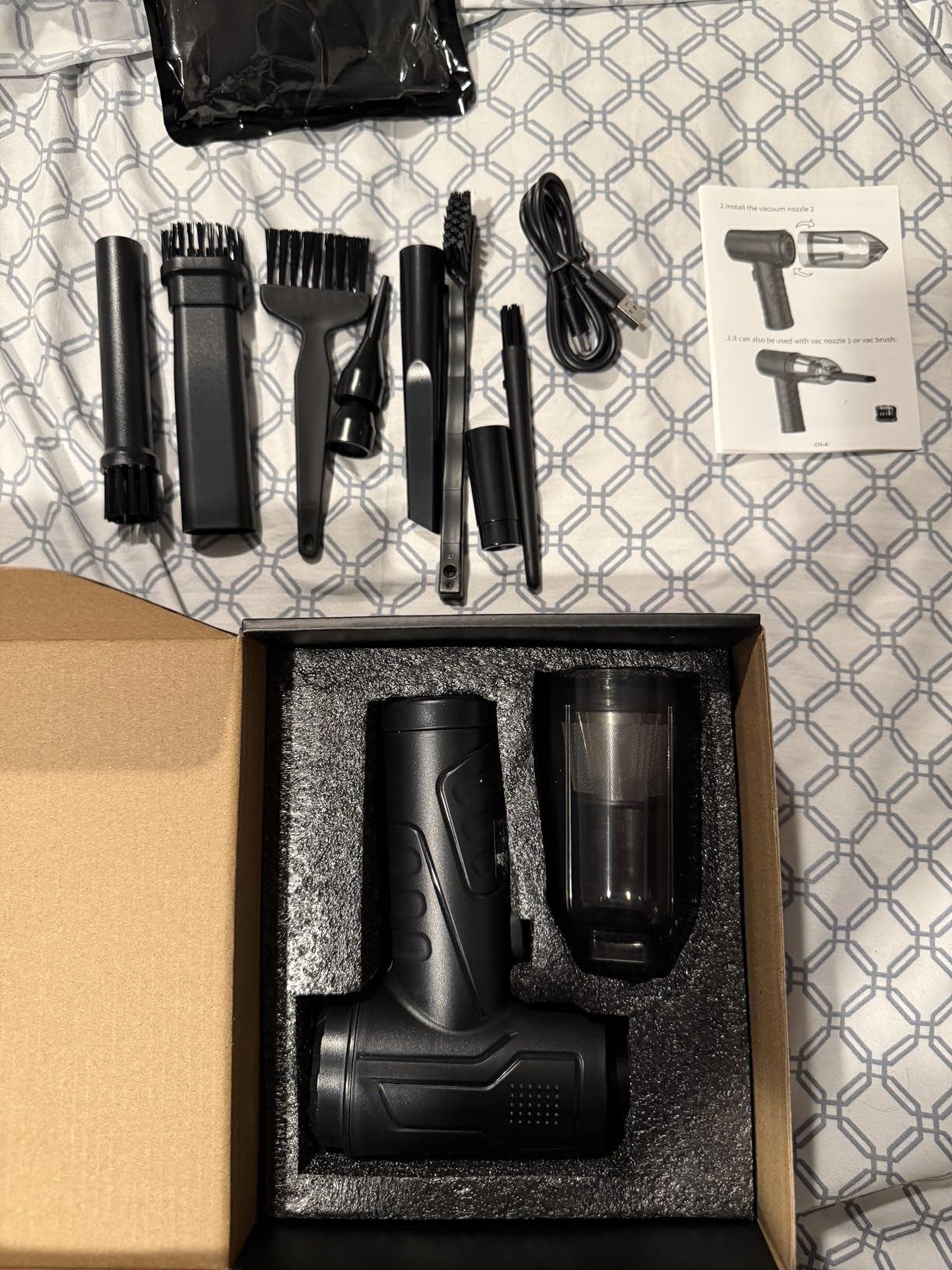 Powerful Compressed Air Duster for Deep Cleaning-Replace Compressed Air Can-No Canned Air Duster-Keyboard Cleaner-PC Cleaning-Rechargeable-3-Speeds-95000RPM Cordless Air Blower-Car Duster 8000mAh - Customer Photo 1