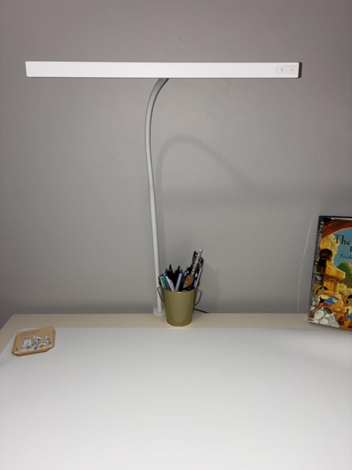 SUPERDANNY LED Desk Lamp for Office Home, Eye-Caring Desk Light with Adjustable Gooseneck, 12W Touch Control Dimmable Brightness, Architect Clamp Lamp with USB Adapter for Reading Study Workbench - Customer Photo 2
