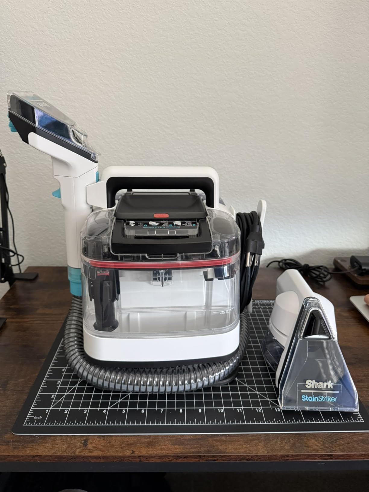 Shark StainStriker Portable Carpet, Upholstery & Area Rug Cleaner with Pet Mess Tool, Stain & Odor Remover, Perfect for Car Interiors, Includes 3 Cleaning Tools & Cleaning Solution, White, PX201 - Customer Photo 3