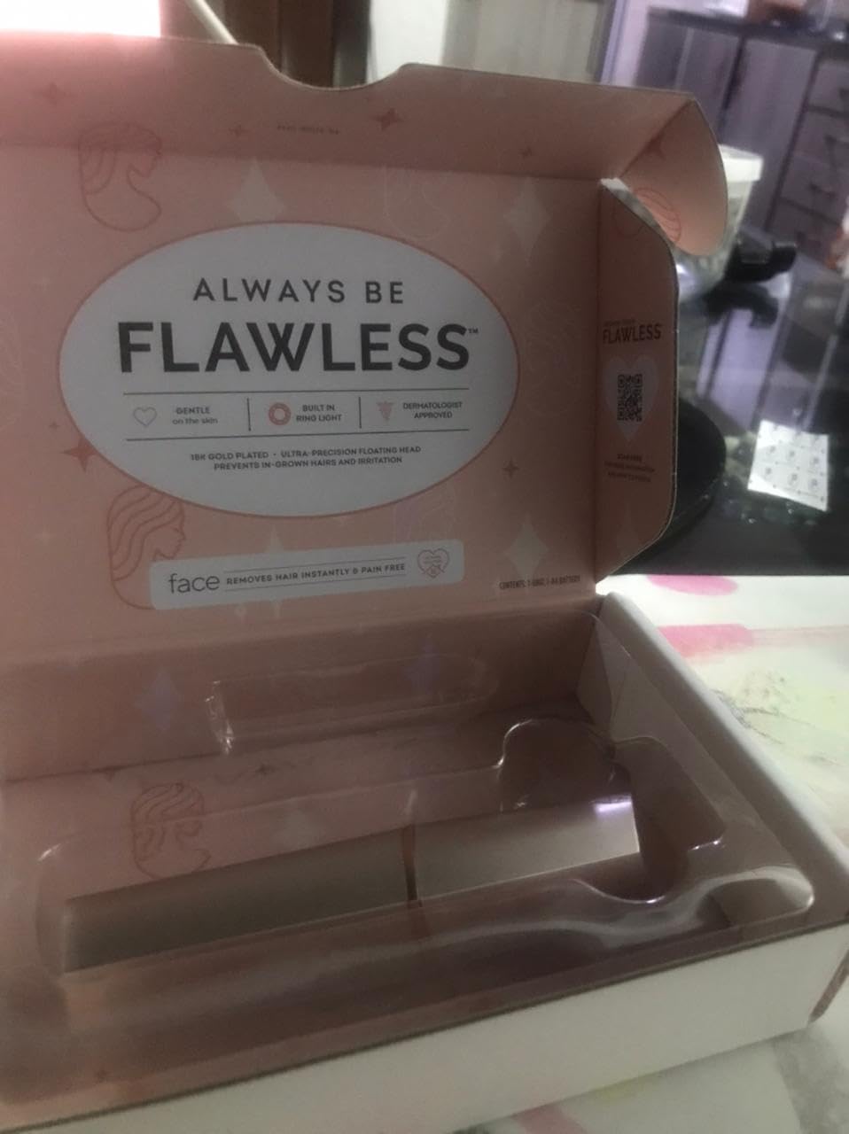 Finishing Touch Flawless Facial Hair Remover for Women, Rose Gold Electric Face Razor with LED Light, Recyclable Packaging - Customer Photo 1