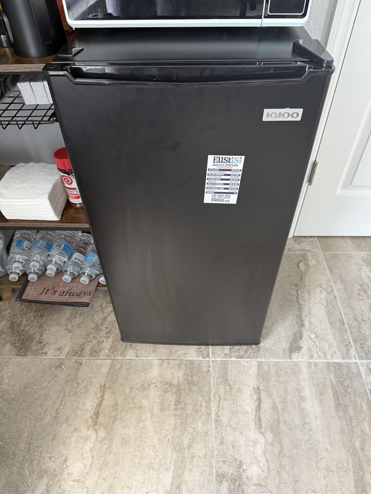 Igloo 3.2 Cu.Ft. Single Door Compact Refrigerator with Freezer - Slide Out Glass Shelf, Perfect for Homes, Offices, Dorms - Black - Customer Photo 1