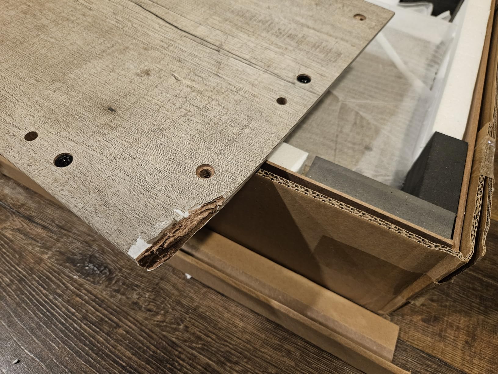 OKD 3-Sided Glass Farmhouse Fireplace TV Stand - Highboy Entertainment Center with Glass Door Storage Cabinet, 70'' Large TV Stands with Electric Fireplace, Light Rustic Oak Customer Review OKD 3-Sided Glass Farmhouse Fireplace TV Stand - Highboy Entertainment Center with Glass Door Storage Cabinet, 70'' Large TV Stands with Electric Fireplace, Light Rustic Oak - Customer Photo 1